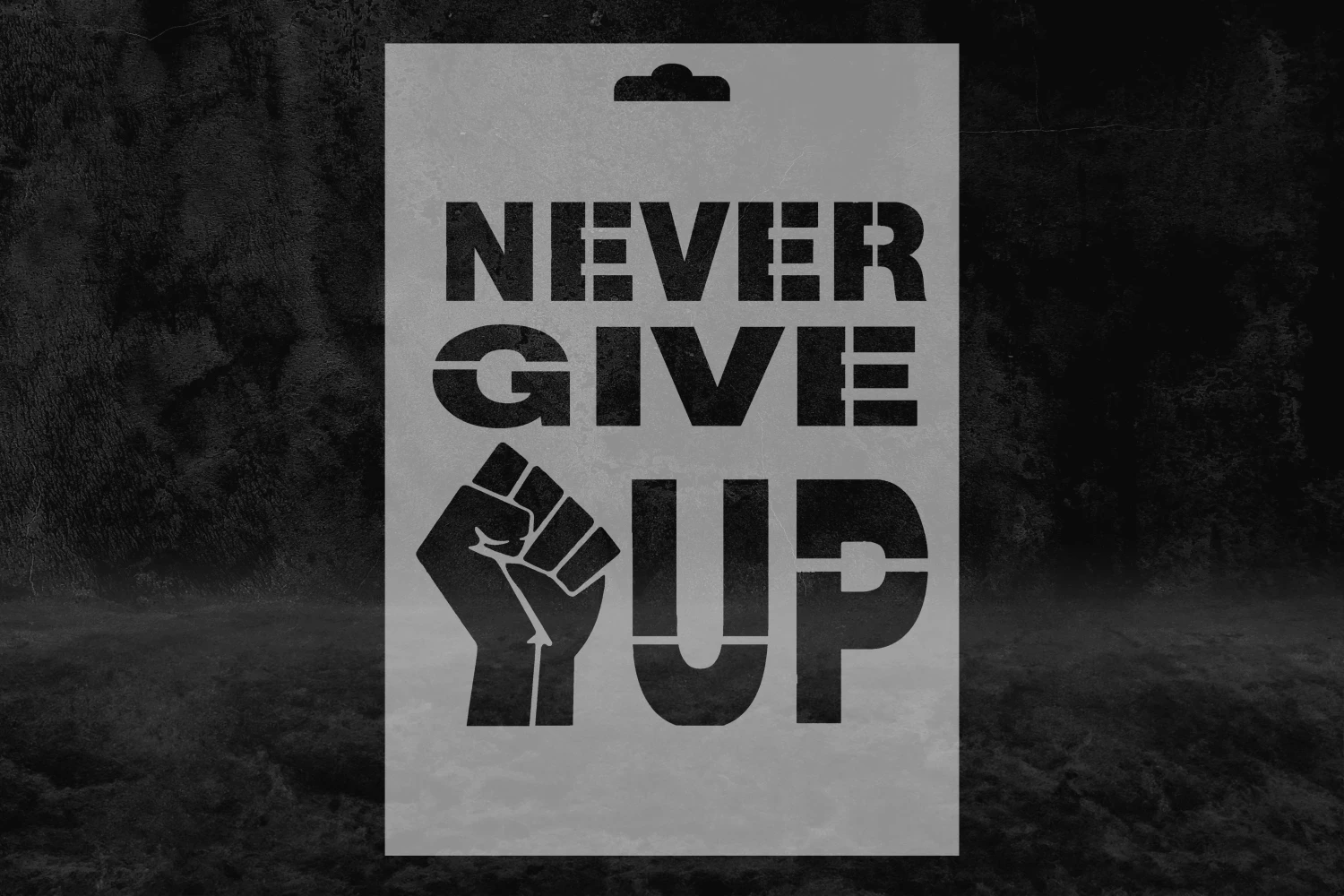 Asla Vaz Geçme Motivasyon Stencil Kalıbı, İngilizce Stencil Yazı görsel 2